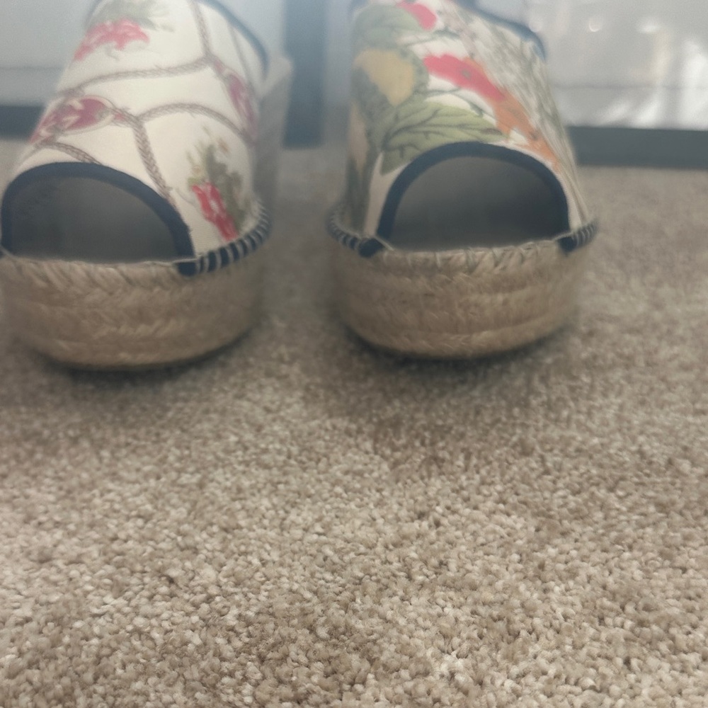 Respoke - Gucci Scarf Upcycled Floral Espadrille Wedge Sandals - Picture 11 of 13